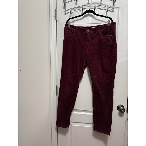 LOFT Curvy Skinny Corduroy Pants Burgundy Wine Size 14 32 High Rise classic - Picture 11 of 16
